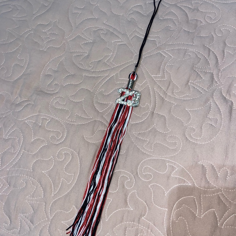 Graduation Cap Tassel 2023 Red Black White College University Memorabilia Tassel